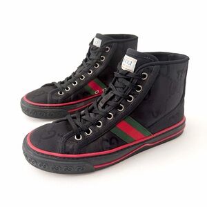 GUCCI | Tennis 1977 Off The Grid Black GG Eco Nylon Web High Top Sneakers EU 37